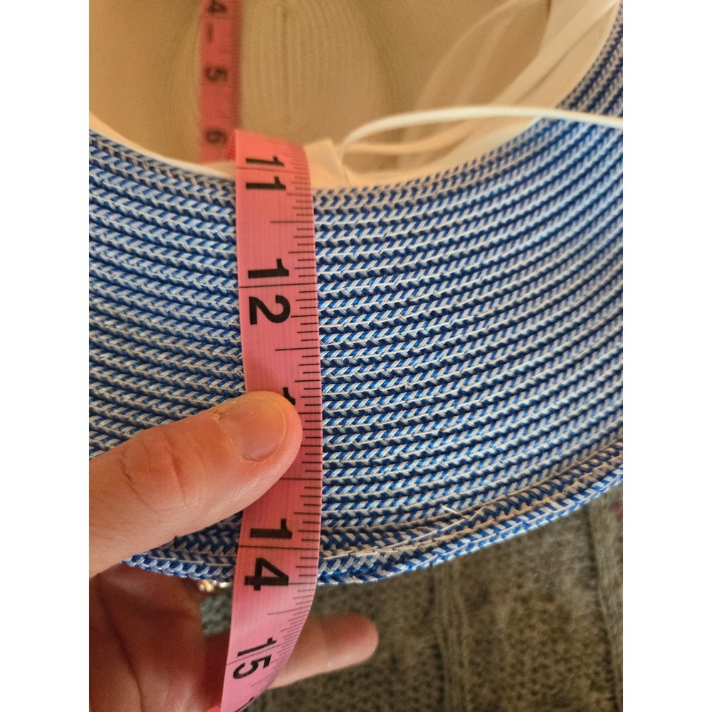 WALLLAROO Hat Company Kristy Fedora Sun Hat Blue Cream Packable Adj. Wide Brim - Picture 8 of 9